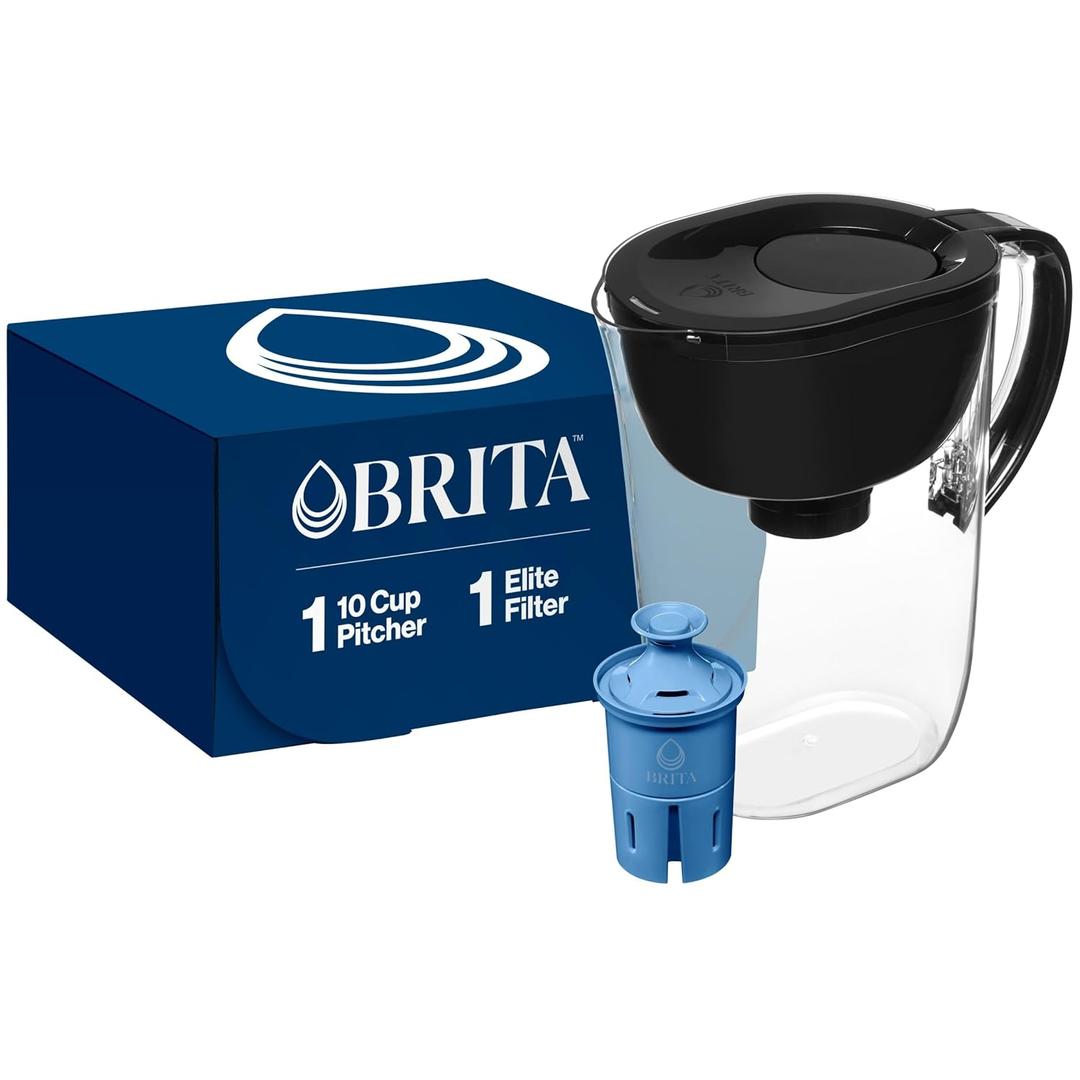 Brita Everyday Elite Water Filter Pitcher, Removes 99% of Lead, Includes 1 Filter, 10-Cup Capacity, Black
