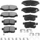 Front and Rear Ceramic Brake Pads Set Fit for 2008-2017 Honda Accord, 8Pcs Ceramic Brake Pads Set with Hardware Clips