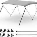 Bimini Tops for Boats, 3 Bow/4 Bow Bimini Tops, 900D Marine Grade Canvas Boat Canopy with Aluminum Alloy Frame, Waterproof UV-Resistant, Includes 4 Straps 2 Rear Support Poles