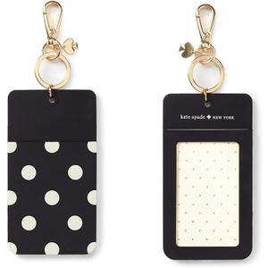 Kate Spade New York Id Badge Clip Key Chain, Silicone Keychain Accessory, Black Dot