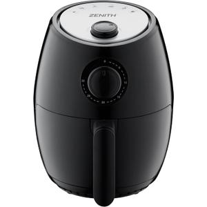 Zenith AirMax Small, Compact Air Fryer Healthy Cooking, 2.1 Qt, Nonstick, User Friendly and Adjustable Temperature Control w/ 30 Minute Timer & Auto Shutoff, Dishwasher Safe Basket, Black (2L)