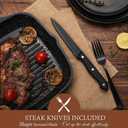 Hiware 24 Pieces Matte Black Silverware Set with Steak Knives for 4, Stainless Steel Flatware Utensils Set, Hand Wash Recommended