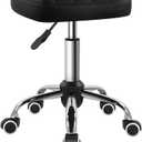 BFTOU Black Minimalist Square Swivel Stool with Wheel for Work SPA Shop Massage Height-Adjustable and Cost-Effective Rolling Stool Chair