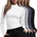 4 Pack Women's Long Sleeve Underscrub Shirt Mock Neck Slim Fit Tops Lightweight Thermal Base Layer Scrubs Undershirts (M)