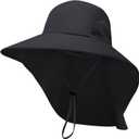 PFFY Sun Bucket Hats for Men Women UV Protection Sun Hat with Neck Flap (Black)