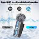 PANAMALAR Wireless Lavalier Microphone, Mini Clip-on Lapel Mic for iPhone Android, Noise Canceling Wireless Microphone USB Plug and Play with Charging Box for Video Recording Vlog Streaming TikTok