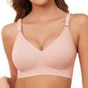 Wireless Bras for Women - Soft No Underwire Comfortable Seamless Bra - Full Coverage Bralettes - Everyday Bra (Pink, XXXL)