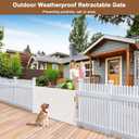 Weatherproof Outdoor Retractable Baby Gates for Decks, 55" Wide Waterproof Retractable Dog Gate with No Rust Screws and Rods, Scratch-Resistant Mesh Outdoor Baby Gate/Fence/Barrier/Screen, White