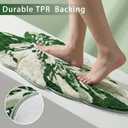 Luxury Sage Green Leaf Bathroom Mat Monstera, 32.3"x36.6" Extra Soft, Absorbent Washable Tufted Bath Rug, Non-Slip TPR Backing, Plush Shaggy Bath Carpet for Floor, Bathtub