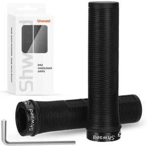 Bike Handlebar Grips, Single Lock on MTB Grips, Non-Slip Mountain Bike Grips, Soft and Comfortable Bicycle Grips for BMX, MTB, Scooter, Cruiser, Folding Bike Replacement Accessories (Black)