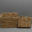 YAHUAN Woven Water Hyacinth Hanging Basket 2-Tiered Storage Baskets Hanging Organizer Hanging Wall Basket for Home,Pantry,Garden, Office Organization (Water Hyacinth) (Trapezoid)