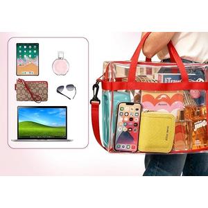 Clear Bags for Women Men, Stadium Approved Clear Handbag Zip Lunch Bag Clear Shoulder Bag for Concert 10pcs Red