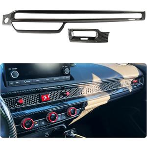 Carbon Fiber Center Console Dashboard Panel Cover AC Air Vent Cover Compatible with 2022-2025 11th Gen Honda Civic