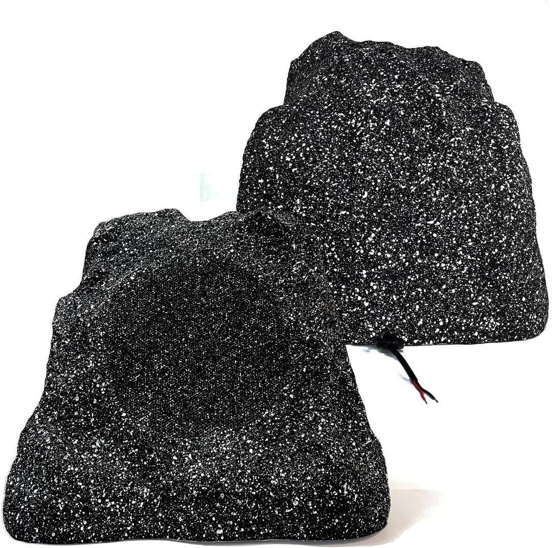 Herdio 8" Outdoor Rock Passive Speakers 600 Watt,IPX7 Waterproof,Hardwired, for Pool,Garden,Deck,Outdoor Activities (Black,Pair)
