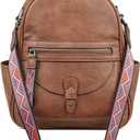 FADEON Mini Backpack Purse for Women, Designer Leather Cute Roomly Small Backpacks, Ladies Shoulder Backpack Fashion Handbag (Brown Retro Style)
