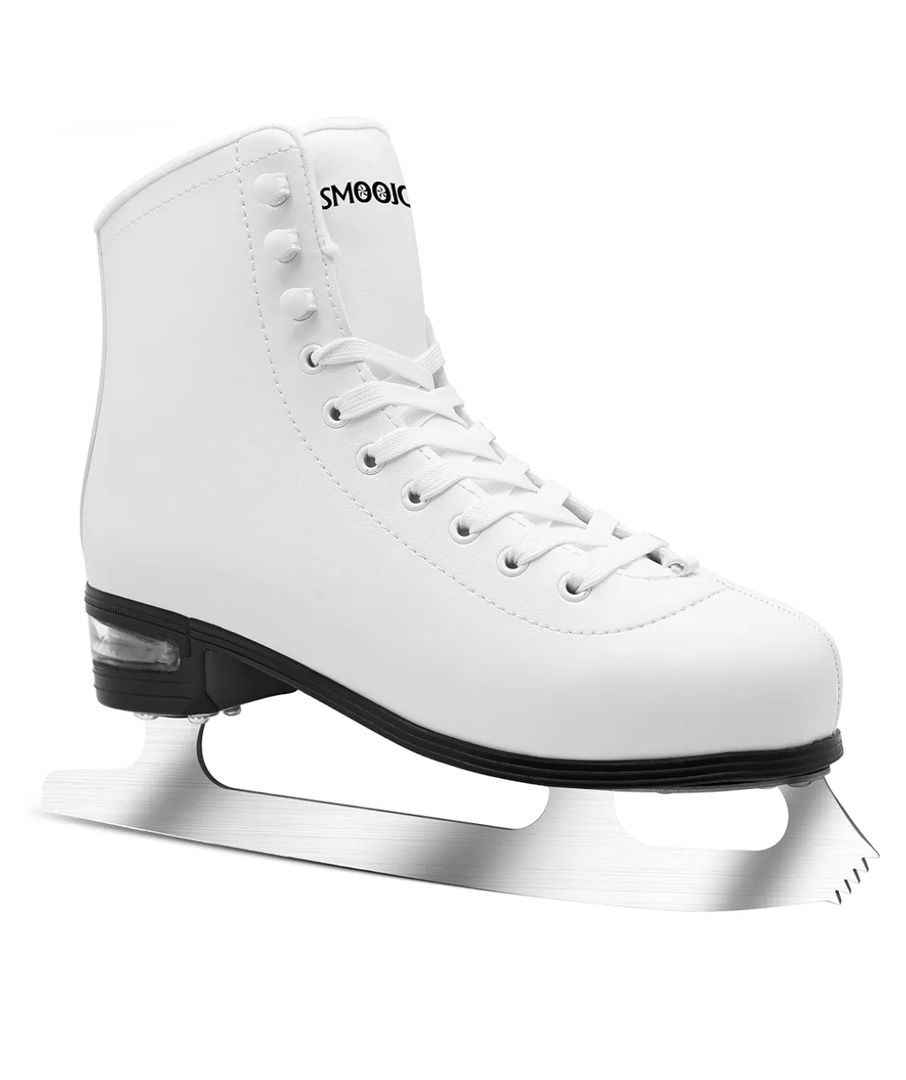 WELLWON SKATES Figure Ice Skates for Women and Men - Air Cushion Deluxe Hockey Ice Skate Premium Leather Skates Indoor Outdoor Rink for Teens Beginner 8