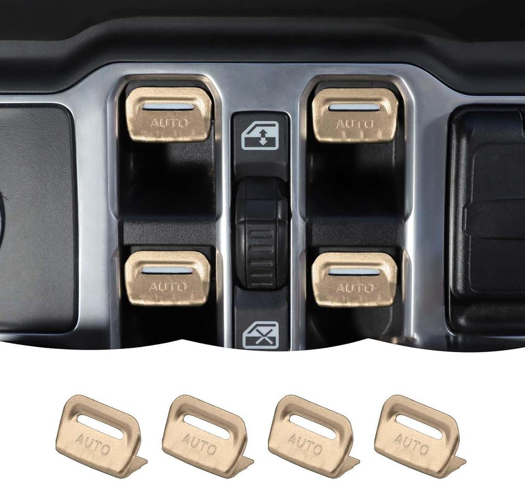 RT-TCZ Center Console Window Button Switch Trim Cover Decoration Interior Accessories for Jeep Wrangler JL JLU & Gladiator JT 2018-2024 Aluminum Alloy,Gold