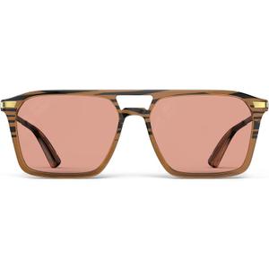 Goiteia FL-Rose Migraine Glasses,Light Sensitivity Glasses for Fluorescent LED Glare,Photophobia, Computer Screen Glare (Walnut Stripe/Reinforced Temples)