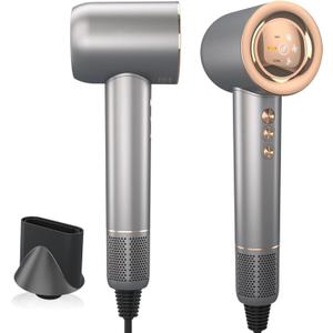 JINRI Hair Dryer, High-Speed Ionic Low Noise Blow Dryer with Brushless Motor for Fast Drying, Thermo-Control Quiet Compact Hair Blow Dryer with Magnetic Nozzle for Home Travel Salon