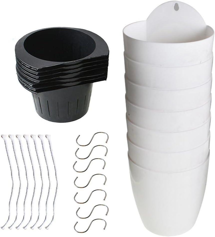 7 Pcs Plastic Wall Hanging Plant Flower Pot for Yard Garden Home