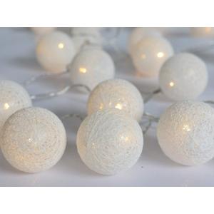 LED Cotton Ball Christmas String Light 3m 20 Balls Battery Operated, Children's Night Lights Bedroom and Nursery Cradle Decor Newborn Gift Fairy String Light, Garden Party Home Wedding Strip (Pure White)