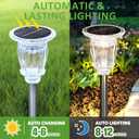 Solar Pathway Lights Outdoor 2 Pack, 10 Modes RGB Color Changing & White Solar Garden Lights, 17.5" IP65 Waterproof Glass Stainless Steel Solar Powered Landscape Lights for Yard Walkway Driveway Patio