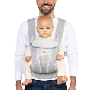 Ergobaby All Carry Positions Breathable Mesh Baby Carrier with Enhanced Lumbar Support & Airflow (745 Lb), Omni Breeze, Pearl Grey