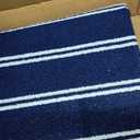 Garland Rug Avery Striped Navy Blue / White 3 Ft 6 In X 5 Ft Rug Non-Slip, Soft, Stain-Resistant Ideal For Living Rooms & Hallways, Stylish & Durable For High-Traffic Areas