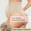 Hailycoco Seamless Maternity Shapewear, Maternity Thong High Waist Underwear Panties for Pregnancy with Belly Support (Medium, Nude+nude+white)