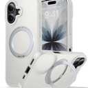 for iPhone 17 Case with Stand White, Fits MagSafe Ring, Military-Grade Drop Protection, Build in Kickstand,Slim Matte Finish Shockproof Phone Cover 6.3"