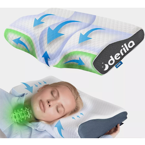 DERILA® Memory Foam Cervical Neck Pillow. Ergonomic Pillow for Sleeping, Snoring