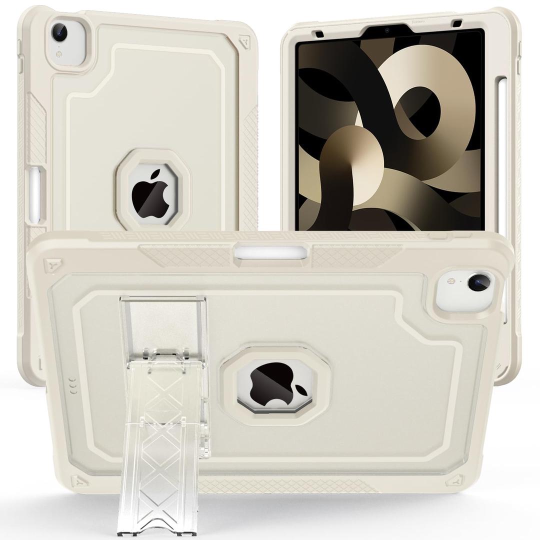 ZoneFoker Case for iPad Air 5th/ 4th Generation Case (2022/2020) 10.9'', for iPad Pro 11 Inch (4th/3rd/2nd/1st Gen), Hard Sturdy Slim Cover for iPad Air 5 4 th with Pencil Holder/Stand, Starlight