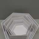 Leinuosen 7 Pcs Large Hexagonal Buffet Risers Set 6" to 12" Acrylic Display Box Catering Dessert Table Riser Food Display Decorative Stand with Hollow Bottom for Catering Supplies (White)