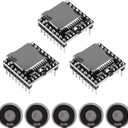 3PCS Mini MP3 Player Audio Module with 5PCS Metal Shell Round Internal Magnet Speaker 2W 8Ohm MP3 Voice Decode Board TF Card U Disk IO/Serial Port/AD Board DFPlayer Audio Music Module for Arduino