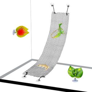 Hamiledyi Bearded Dragon Hammock Lizard Climbing Net Collapsible Reptile Climbing Mesh Bridge Tank Accessories for Gecko Snake Hermit Crab Chameleon (1 Pcs) (Black)