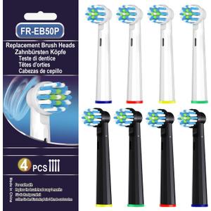 Replacement Toothbrush Heads Compatible with Oral B Pro 1000,Professional Clean,Gentle on Gums,Brush Head Refills Compatible with Oral B Braun Genius/Smart/Vitality Series, 8 Pack (Black and White)