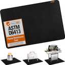 Matace 76x52 Fireproof Grease Mats for Under Outdoor Grill, Extra Large Double-Sided Fire Retardant Silicone Floor Mat for BBQ, Camping Stove, Fire Pit, Waterproof Patio & Deck Protector, Black