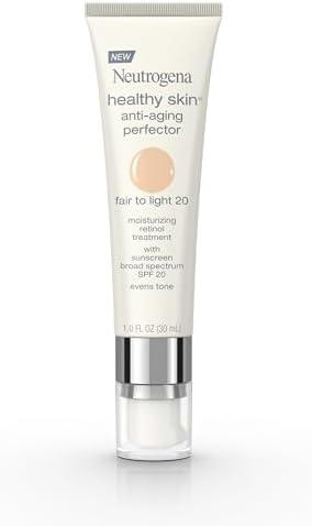 Neutrogena Retinol Treatment and Tinted Facial Moisturizer, Healthy Skin Anti-Aging Perfector with Broad Spectrum SPF 20 Sunscreen with Titanium Dioxide, 20 Fair to Light, 1 fl. oz, 2 Pack