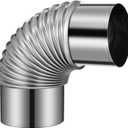Stove Pipe, 90 Degree Corrugated Elbow 3. 14in Stainless Steel Chimney Flue for Outdoor Camping Stove