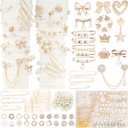 DoDoBeads 335 Pcs Junk Socks Charms Kit with Letter Beads, Gold Charm for Socks and Sneakers, Brooches and Pins for Women, Charms for Sock Safety Pin, Junk Charm with Pearl, Rhinestone,