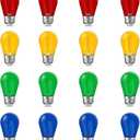 16 Pcs Christmas Colored LED String Light Bulbs Plastic Waterproof S14 Replacement Bulbs E26 Base 1 Watt LED Bulb for Indoor Outdoor String Lights Christmas Decoration (Multicolor)