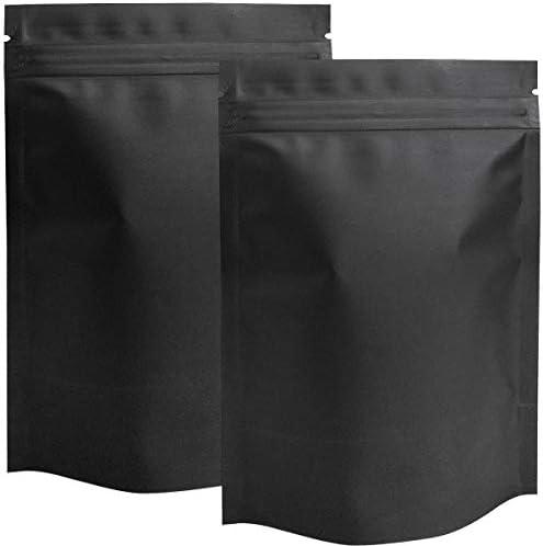STUs 60 Pack Mylar Stand-Up Bags 5.5 x 7.9 Inch Smell Proof Bags Foil Pouch Double-Sided Mylar Bag Matte Black