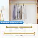 CorkLatta Gold Shower Curtain Rod 31 to 68 Inch,1 Inch Diameter Adjustable Spring Tension Stainless Steel Telescoping Rod,Easy Install,No Rust