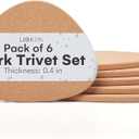 Libken Cork Trivets for Hot Dishes – Set of 6 Heat Resistant Pads – Minimal Scandinavian Design – Scratch & Stain Protection – Kitchen Hot Pads, Plant Coasters
