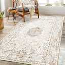 Boho Rug 3x5,Washable Area Rugs for Bedroom Living Room Kitchen Entryway,Small Vintage Bohemian Distressed Non Slip Carpet,Beige