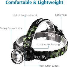 1600lm XM-L T6 LED Adjustable Headlight 3 Modes Zoomable Headlamp for Climbing Hunting Fishing Cycling Waterproof Head Torch