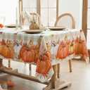 Softalker Fall Tablecloth Rectangle 60x84 Inch, Thanksgiving Autumn Harvest Pumpkin Buffalo Plaid Decoration Table Cloth, Stain Resistant Table Cover for Party/Dining/Holiday, Orange Checkered