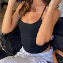 Danysu Sculpt Workout Tank Tops Women Backless Longline Sports Bras Strappy Padded Yoga Top (Black, M)