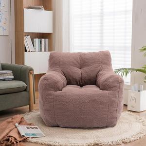 Recaceik Bean Bag Chairs, Tufted Soft Stuffed Bean Bag Chair with Filler, Fluffy Lazy Sofa, Imperial Lounger Giant Bean Bag Chair for Bedroom, Living Room, Brown