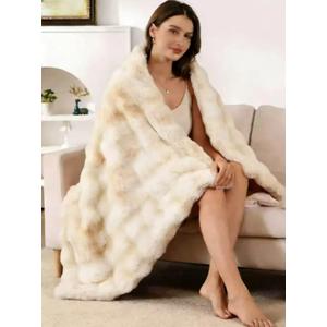 blunique Ultra Soft Cozy Faux Fur Throw Blanket, Fuzzy Plush Thick Bubble Blanket, Luxury Fluffy Blanket for Couch, Sofa, Bedroom, and Living Room, 50x60 Inches, Cream White